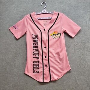 Powerpuff Girls Women Top Small Pink Baseball Jersey Graphic READ